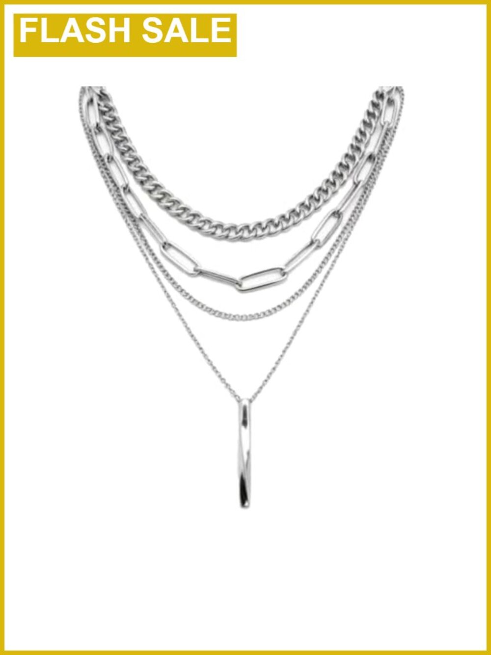 Layered Necklace Set Stainless Steel Dainty Chunky Y Necklace for Women Trendy